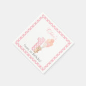 ベイリーファーストピンクテディベア誕生日パーティー スタンダードカクテルナプキン (角)