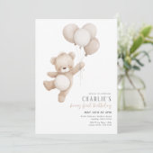 ベイリーファーストベージュニュートラルバルーン1st誕生日 招待状 (スタンド正面)