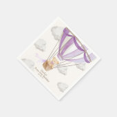 ベイリーファースト誕生日テディベアホットエアバルーン スタンダードカクテルナプキン (角)