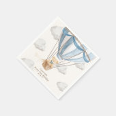 ベイリーファースト誕生日テディベアホットエアバルーン スタンダードカクテルナプキン (角)