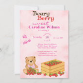 ベイリーベリースウィートピンクキューブズストロベリー誕生日 招待状 (正面)