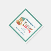 ベイリーベリーファースト誕生日テディベアーイチゴ スタンダードカクテルナプキン (角)