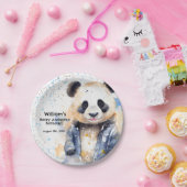 ベイリー素晴らしボーイズ水カラーパンダ誕生日 ペーパープレート (パーティー)