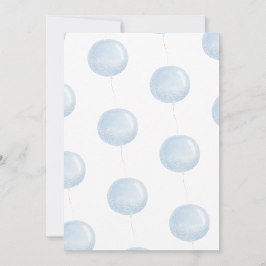 ベイリー1thバースデーベアーブルーバルーン招待状 招待状 (裏面)