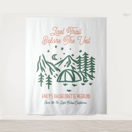 ベイルの独身最後の週末前のトレイル タペストリー (正面)
