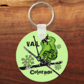 ベイルコロラドネオングリーンスキーヤーテーマキーチェーン キーホルダー (正面)