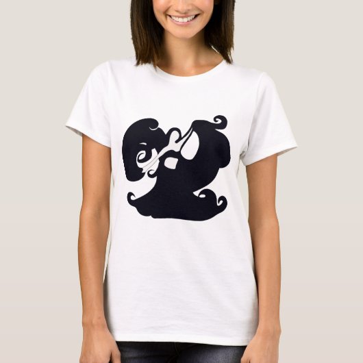 ベイルトップ付き白黒ベリーダンサーファッション Tシャツ (正面)