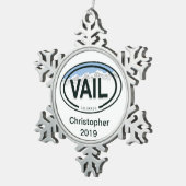 ベイルパーソナライズされたコロラドロッキーマウンテン スノーフレークピューターオーナメント (右)