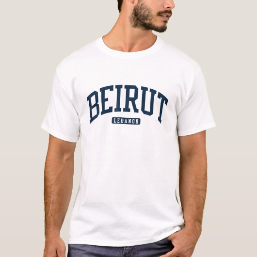 ベイルートレバノンカレッジユニバーシティスタイル海軍 Tシャツ (正面)