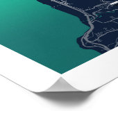 ベイルート – レバノンブルーダークシティの地図 ポスター (角)