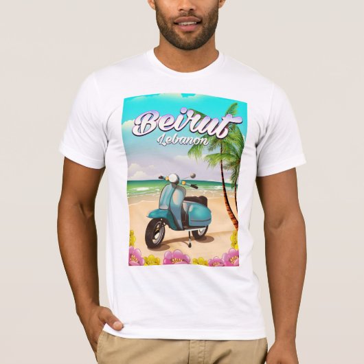 ベイルート レバノン スクーター 旅行ポスター Tシャツ (正面)
