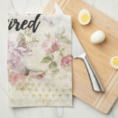 ベインスパイア引用文&ピンクバタフライシャビーコラージュ キッチンタオル (四つ折り)