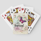 ベインスパイア引用文&ピンクバタフライシャビーコラージュ トランプ (裏面)