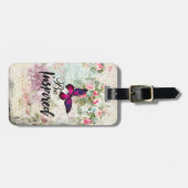 ベインスパイア引用文&ピンクバタフライシャビーコラージュ ラゲッジタグ (正面横)