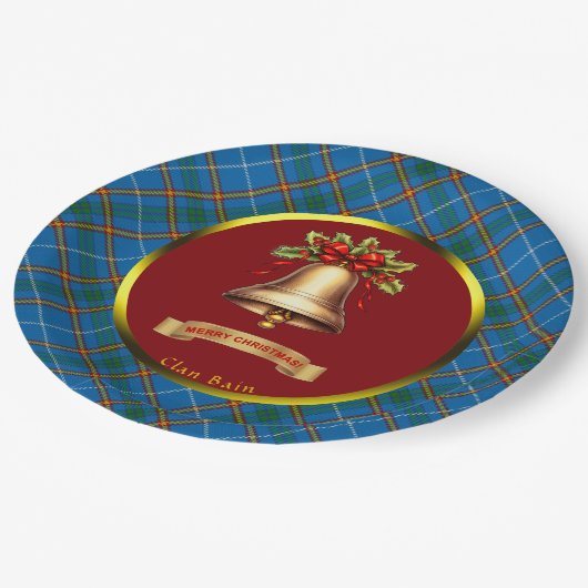 ベインタータンチェックパーソナライズされたクリスマス ペーパープレート (アングル)