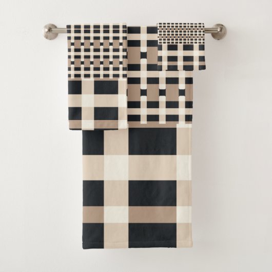 ベイ市松模様にージュブラウン バスタオルセット (インサイチュ)