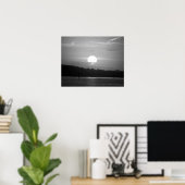 ベイ水平16x20に黒と白の夕日 ポスター (ホームオフィス)