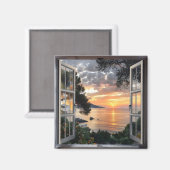 ベイ窓ビューの上にサンセット マグネット (正面/裏面)