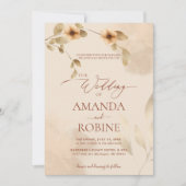 ベイ素朴エレガントージュブラウン結婚式招待状 招待状 (正面)