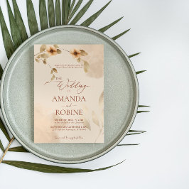 ベイ素朴エレガントージュブラウン結婚式招待状 招待状