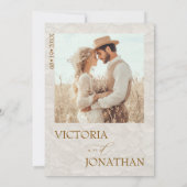 ベイ素朴ゲ・ブラウン結婚フォト 招待状 (裏面)