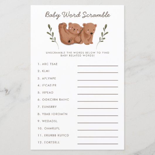 ベイ素朴ズベビー単語スクランブルゲーム (正面)