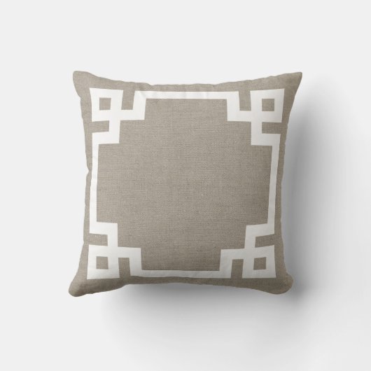 ベイ素朴ージギリシャ鍵縁どモノグラムの クッション (裏面)