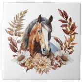 ベイ絵を描かわいらしホース秋リース タイル (正面)