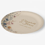 ベイ縁どジ素朴ボホワイルドフラワー結婚ズ ペーパープレート (アングル)