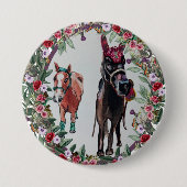 ベイ・マーレバラ馬ボタン 缶バッジ (正面)