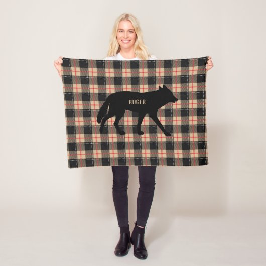 ベエカスタマイズジ・バッファロー・プレイド・ワイルドコヨーテ・ドッグ フリースブランケット (インサイチュ)