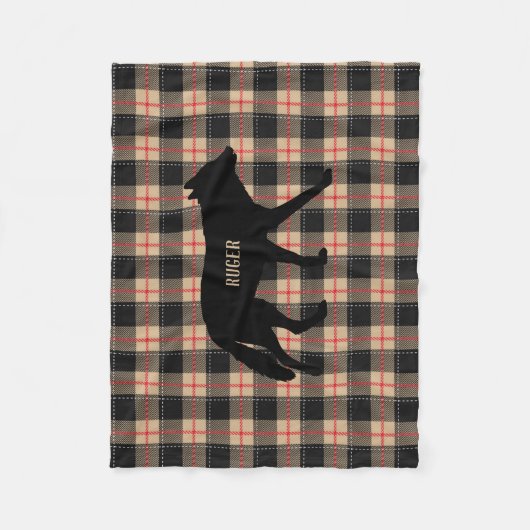 ベエカスタマイズジ・バッファロー・プレイド・ワイルドコヨーテ・ドッグ フリースブランケット (正面)