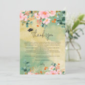 ベオウピンクの水色フローラ植物卒業 サンキューカード (スタンド正面)