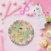 ベオウピンクの水色フローラ植物卒業 ペーパープレート (パーティー)