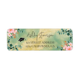 ベオウピンクの水色フローラ植物卒業 ラベル