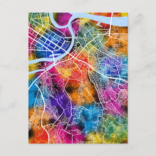 ベオグラードのセルビア市地図 ポストカード (正面)