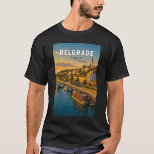 ベオグラード セルビア イラスト 旅行 アート ヴィンテージ Tシャツ