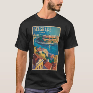 ベオグラード セルビア 川 イラスト 旅行 アート Tシャツ