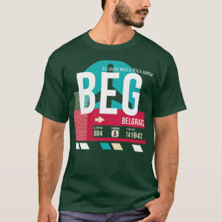 ベオグラードBEG空港コード手荷物ラベル Tシャツ