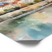 ベオグラードSerbiaシルエットウォーター絵を描カラー ポスター (角)