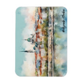 ベオグラードSerbiaシルエットウォーター絵を描カラー マグネット (縦)