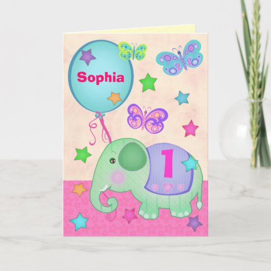 ・ベカスタムイビーガールズ・ファースト・誕生日・カップケーキ・カード カード (正面)