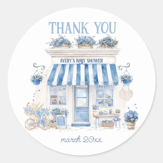 ベカフェボンジュールベベパリジャンテーマベビシャワー ラウンドシール (正面)