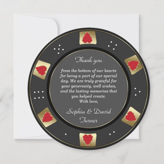 ベガエレガントス金ゴールドトランプのポーカーチ結婚ップ サンキューカード (裏面)