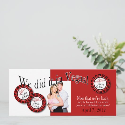 ベガスでの披露宴(お二人のためにカスタマイズしますのでご連絡ください) 招待状 (スタンド正面)
