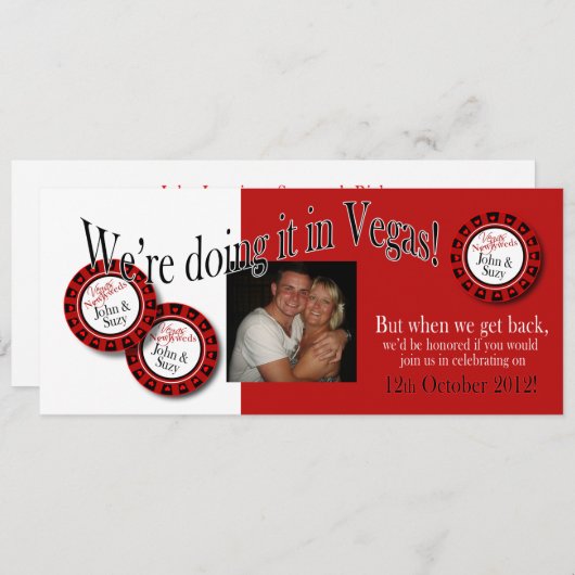 ベガスでの披露宴(お二人のためにカスタマイズしますのでご連絡ください) 招待状 (正面/裏面)