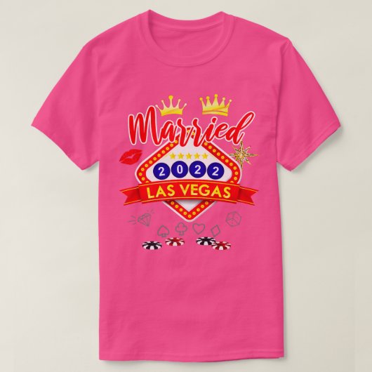 ベガスでの独身パーティー　ベガスで結婚式　新郎新婦 Tシャツ (デザイン正面)