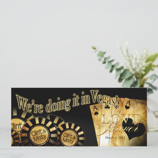 ベガスでの結婚式(あなただけの特別なものにカスタマイズします。お気軽に連絡ください) 招待状 (スタンド正面)