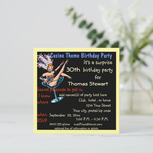 ベガスのカジノのスタイルの誕生会 招待状 (スタンド正面)