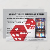 ベガスのカジノのテーマの大人の誕生会 招待状 (正面/裏面)